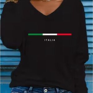 Black Italia V-Neck Sweater
